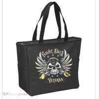 Retro Flight Deck Veteran Skull Naval Aviation Tote Bag thumb 2