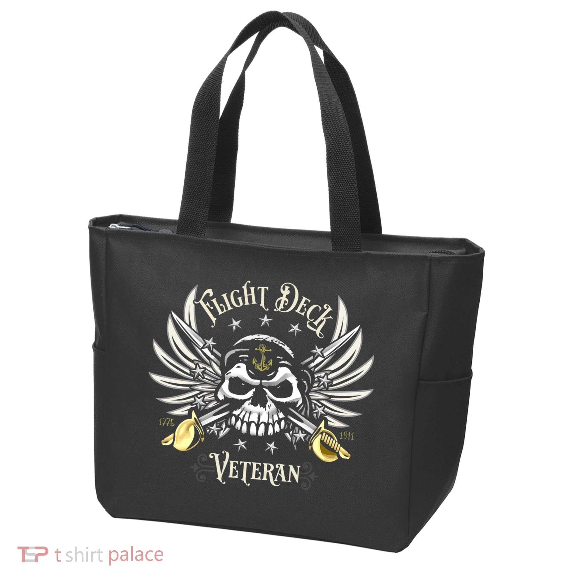 Retro Flight Deck Veteran Skull Naval Aviation Tote Bag