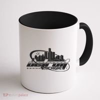 Retro Futuristic Detroit Michigan Skyline Logo Coffee Mug thumb 1