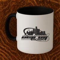 Retro Futuristic Detroit Michigan Skyline Logo Coffee Mug thumb 2