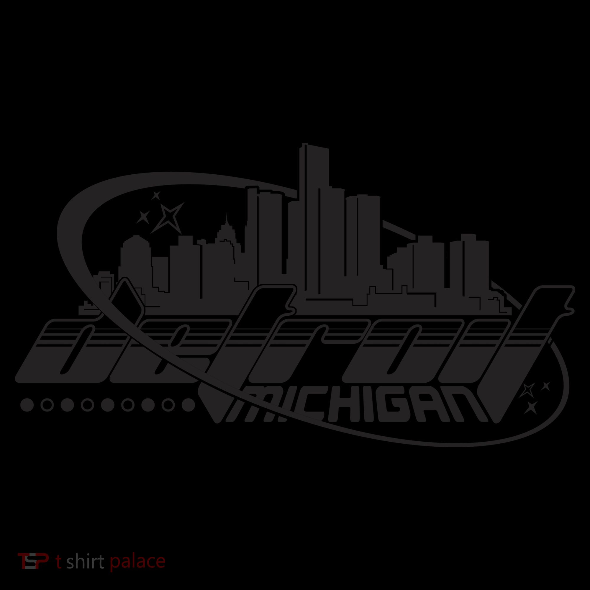 Retro Futuristic Detroit Michigan Skyline Logo Coffee Mug