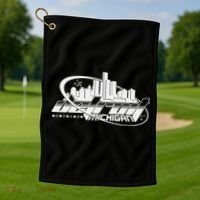 Retro Futuristic Detroit Michigan Skyline Logo Golf Towel thumb 1