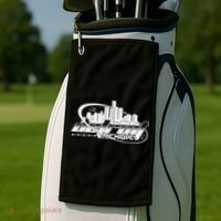 Retro Futuristic Detroit Michigan Skyline Logo Golf Towel thumb 2