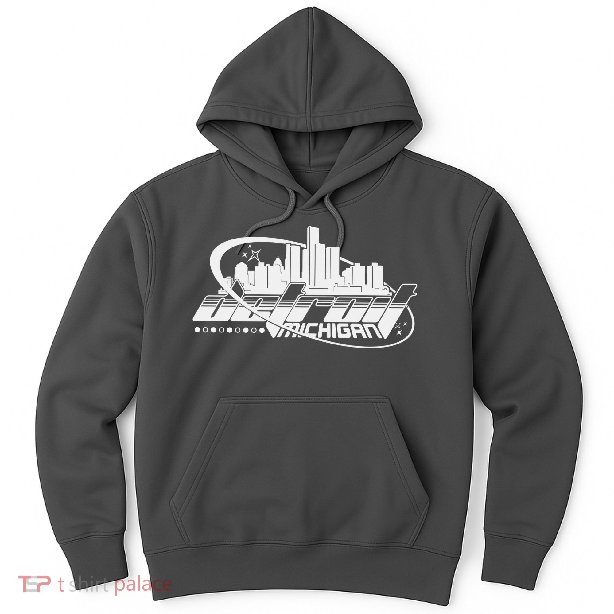 Retro Futuristic Detroit Michigan Skyline Logo Hoodie