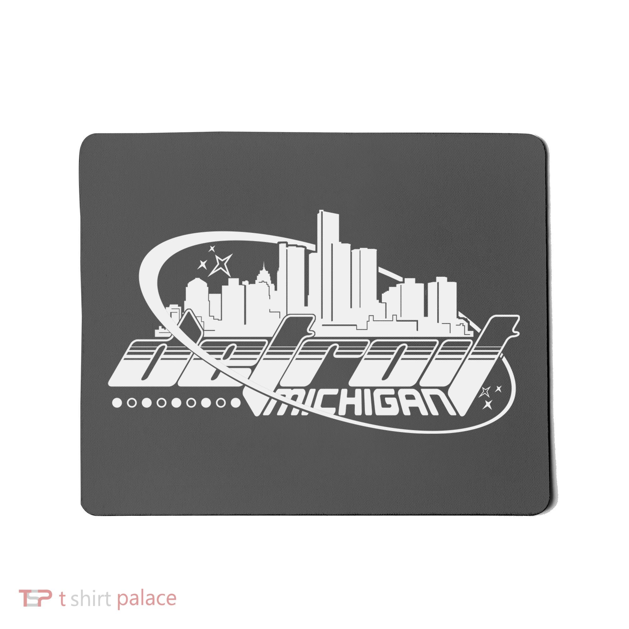 Retro Futuristic Detroit Michigan Skyline Logo Mousepad