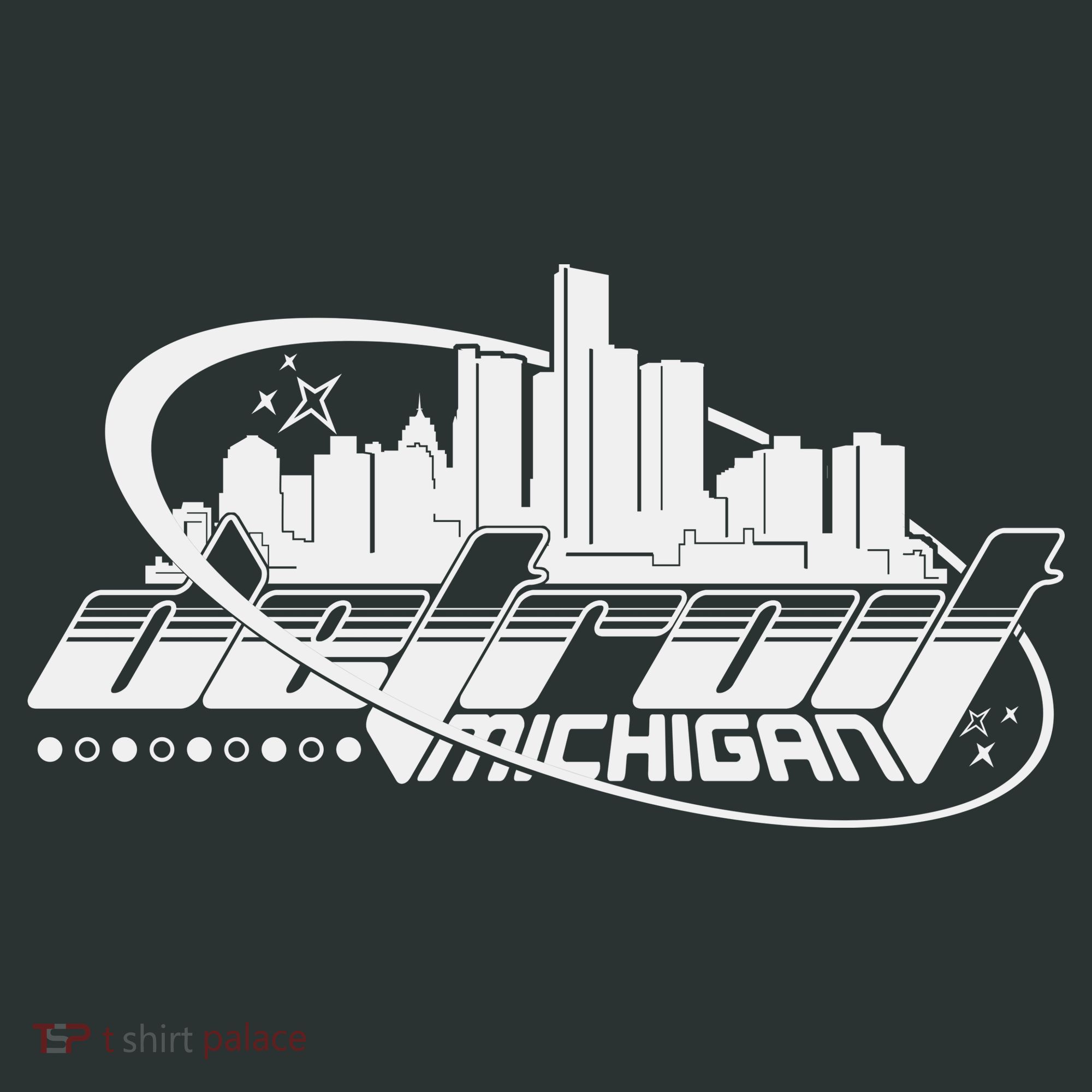 Retro Futuristic Detroit Michigan Skyline Logo Mousepad