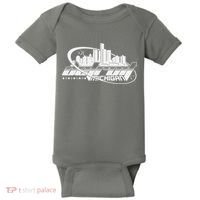 Retro Futuristic Detroit Michigan Skyline Logo Baby Bodysuit thumb 0