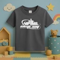 Retro Futuristic Detroit Michigan Skyline Logo Toddler T-Shirt thumb 3