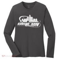 Retro Futuristic Detroit Michigan Skyline Logo Women's Long Sleeve Shirt thumb 0