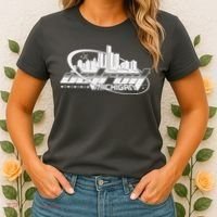 Retro Futuristic Detroit Michigan Skyline Logo Women's T-Shirt thumb 2