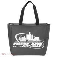 Retro Futuristic Detroit Michigan Skyline Logo Tote Bag thumb 0