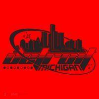 Retro Futuristic Detroit Michigan Skyline Logo Santa Hat thumb 1