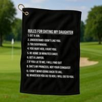 Rules For Dating My Daughter Funny Dad Daughter Golf Towel thumb 1