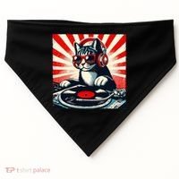 Retro Funny Dj Cat Disco Sound Tech Headphone Music Kitten USA-Made Doggie Bandana thumb 0