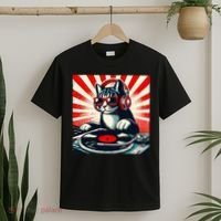 Retro Funny Dj Cat Disco Sound Tech Headphone Music Kitten T-Shirt thumb 2