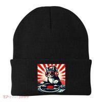 Retro Funny Dj Cat Disco Sound Tech Headphone Music Kitten Beanie thumb 0