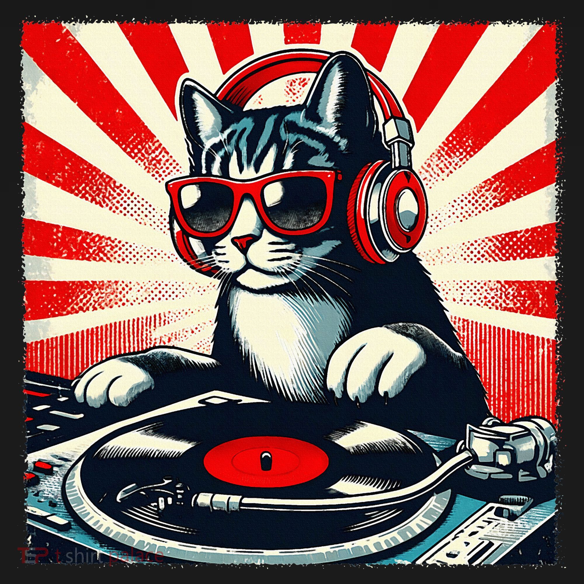 Retro Funny Dj Cat Disco Sound Tech Headphone Music Kitten Mousepad