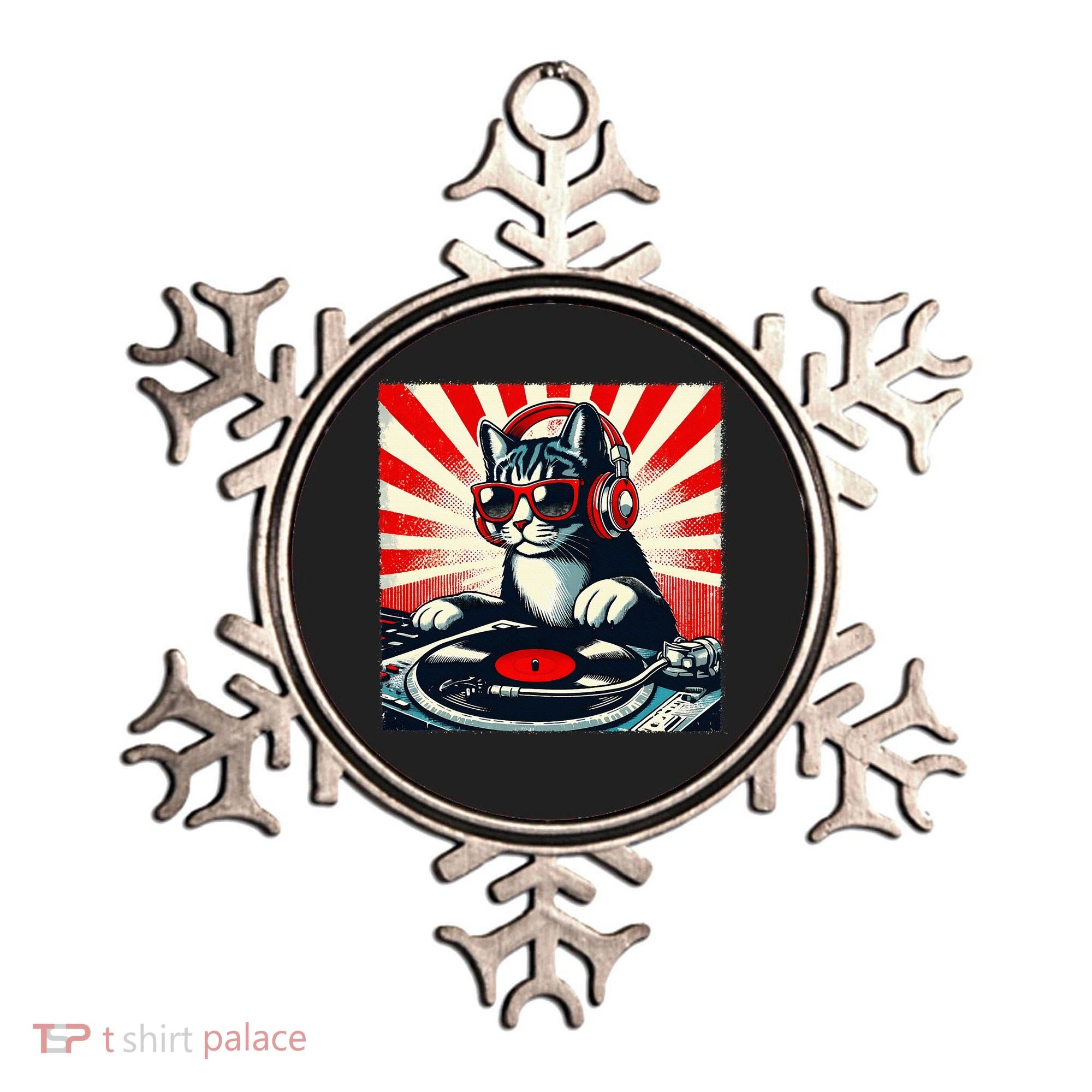 Retro Funny Dj Cat Disco Sound Tech Headphone Music Kitten Ornament