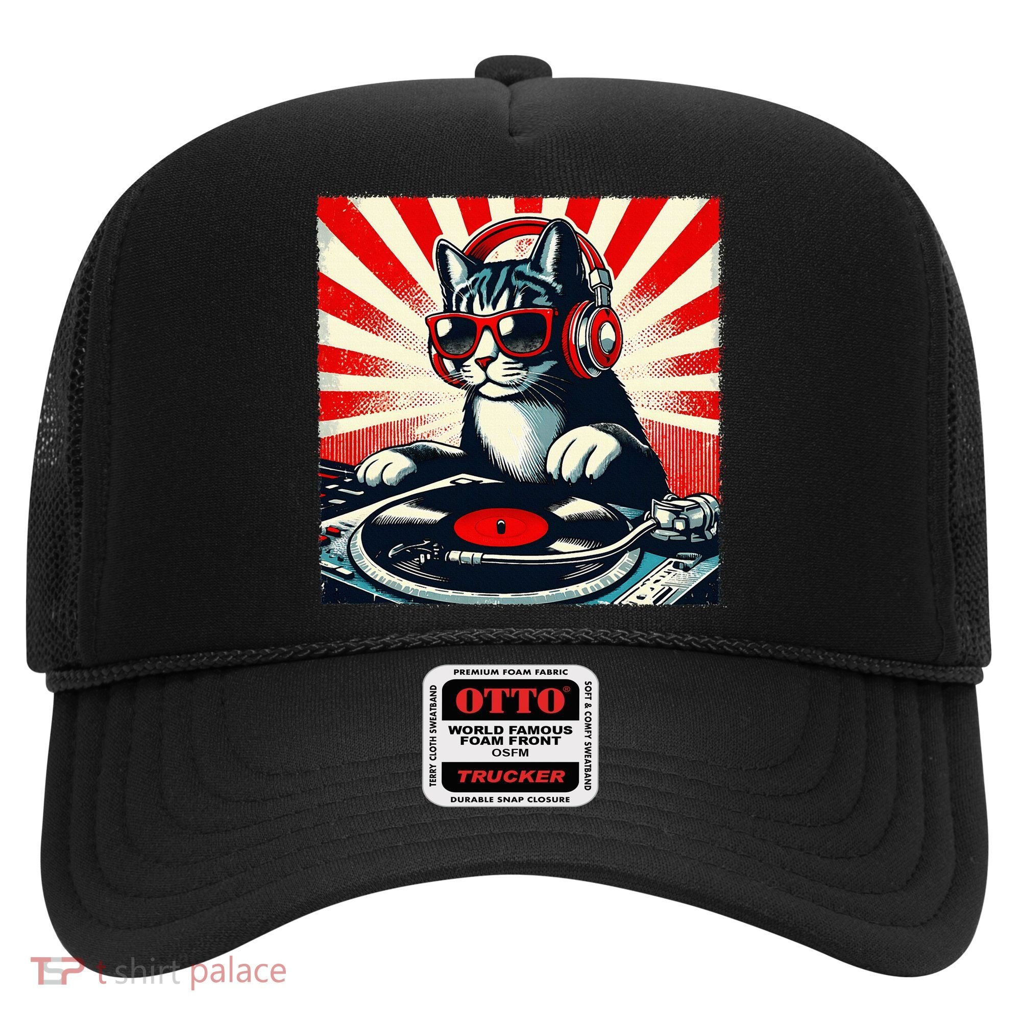 Retro Funny Dj Cat Disco Sound Tech Headphone Music Kitten Hat