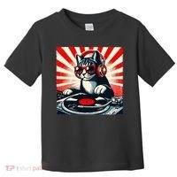 Retro Funny Dj Cat Disco Sound Tech Headphone Music Kitten Toddler T-Shirt thumb 0