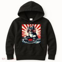 Retro Funny Dj Cat Disco Sound Tech Headphone Music Kitten Kids Hoodie thumb 0