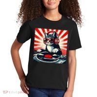 Retro Funny Dj Cat Disco Sound Tech Headphone Music Kitten Kids T-Shirt thumb 2