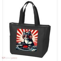 Retro Funny Dj Cat Disco Sound Tech Headphone Music Kitten Tote Bag thumb 3