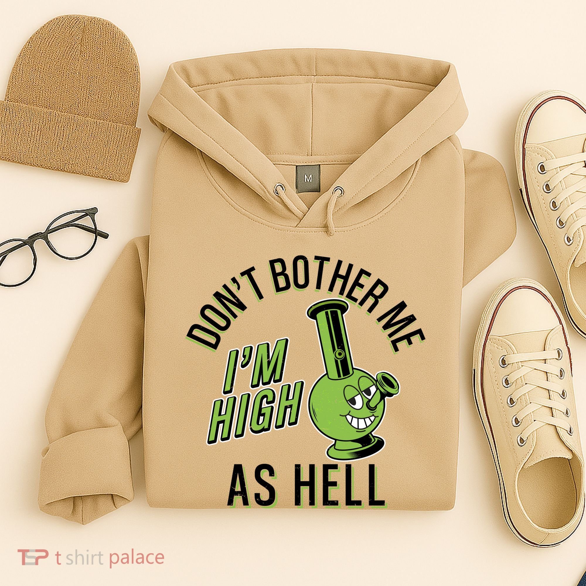 Retro Funny Don't Bother Me I'm High As Hell Hoodie