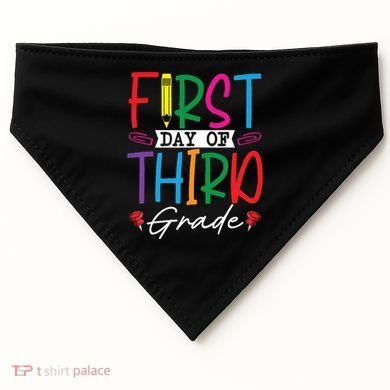 Retro First Day Of Third Grade Team Students Back To School USA-Made Doggie Bandana