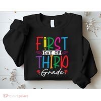 Retro First Day Of Third Grade Team Students Back To School Sweatshirt thumb 2