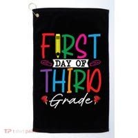 Retro First Day Of Third Grade Team Students Back To School Golf Towel thumb 0