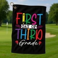 Retro First Day Of Third Grade Team Students Back To School Golf Towel thumb 1