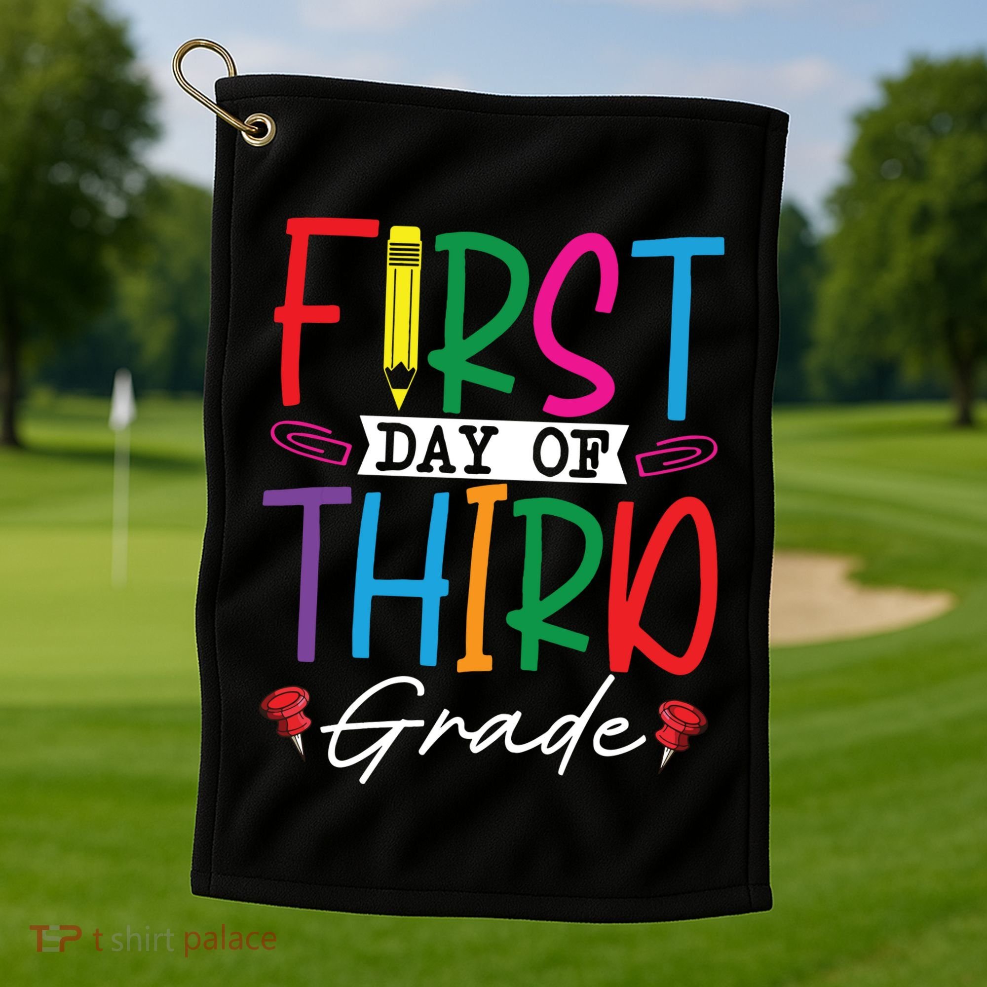 Retro First Day Of Third Grade Team Students Back To School Golf Towel
