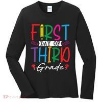 Retro First Day Of Third Grade Team Students Back To School Women's Long Sleeve Shirt thumb 0