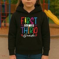 Retro First Day Of Third Grade Team Students Back To School Kids Hoodie thumb 3
