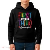 Retro First Day Of Third Grade Team Students Back To School Kids Hoodie thumb 4