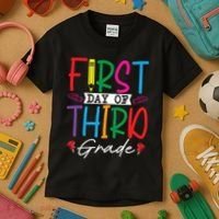 Retro First Day Of Third Grade Team Students Back To School Kids T-Shirt thumb 3