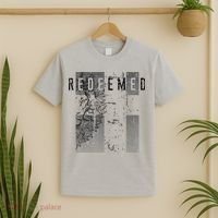 Redeemed Faded Distressed Grunge Lion With Cross Christian T-Shirt thumb 2