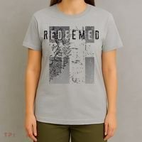 Redeemed Faded Distressed Grunge Lion With Cross Christian T-Shirt thumb 4