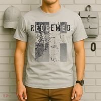 Redeemed Faded Distressed Grunge Lion With Cross Christian T-Shirt thumb 6