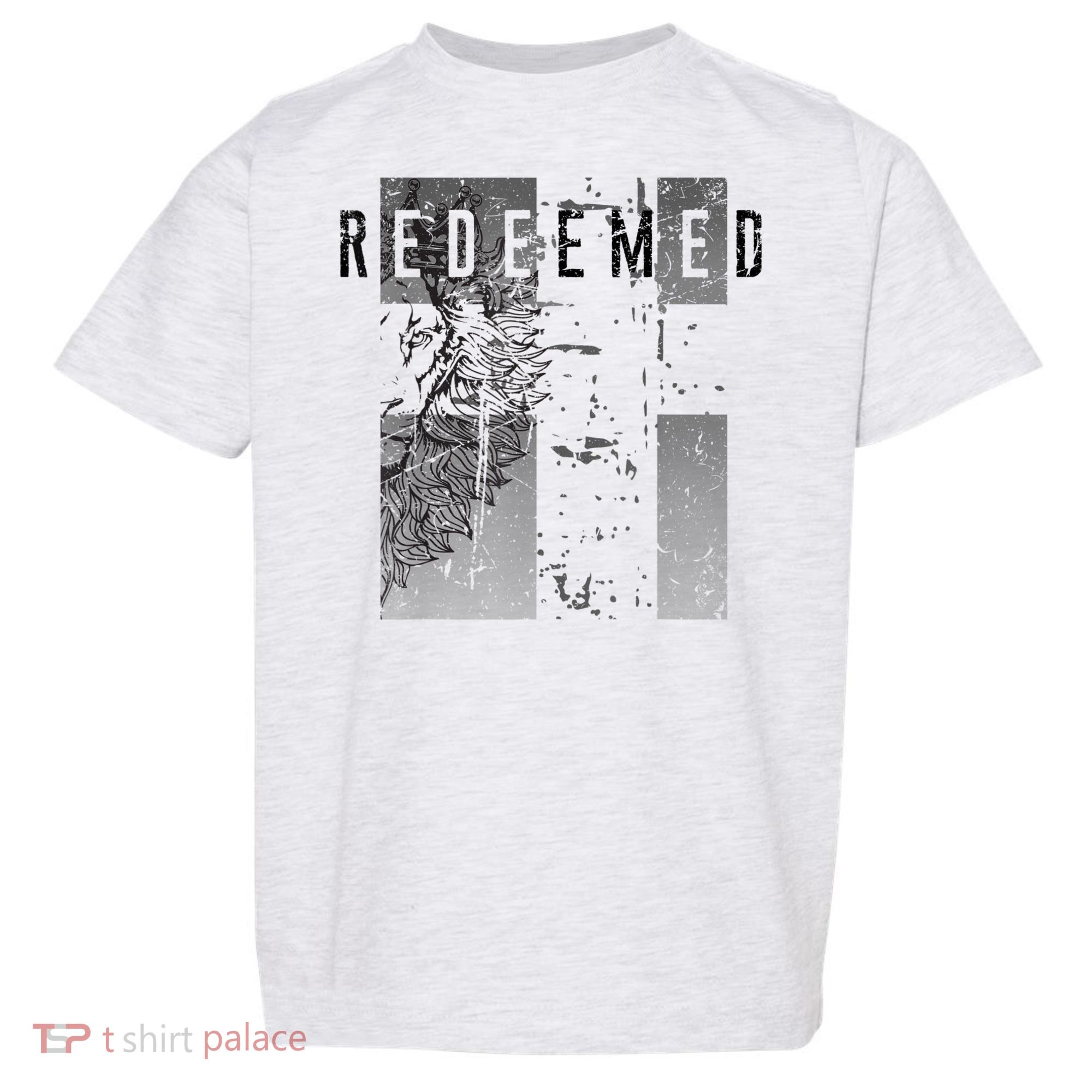 Redeemed Faded Distressed Grunge Lion With Cross Christian Toddler T-Shirt