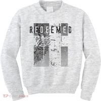 Redeemed Faded Distressed Grunge Lion With Cross Christian Kids Sweatshirt thumb 0