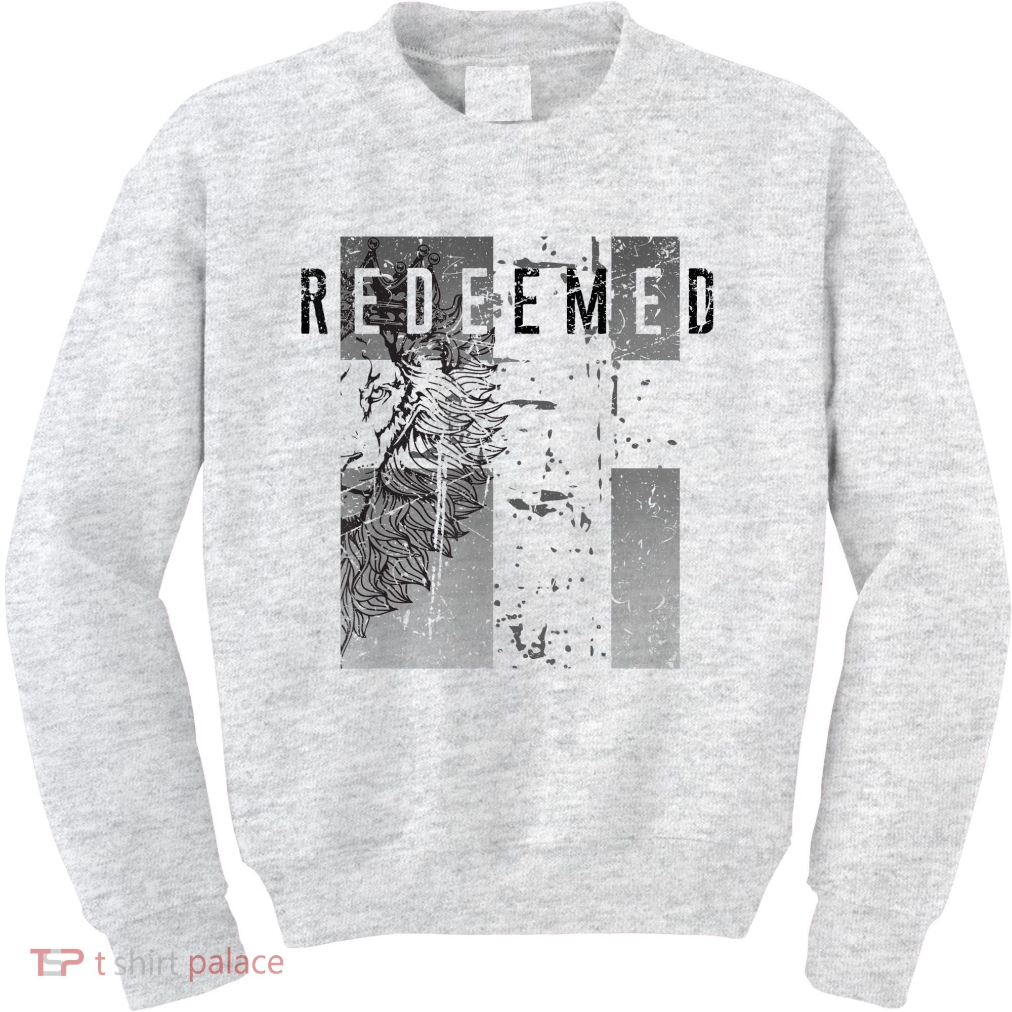 Redeemed Faded Distressed Grunge Lion With Cross Christian Kids Sweatshirt