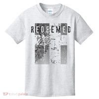 Redeemed Faded Distressed Grunge Lion With Cross Christian Kids T-Shirt thumb 0
