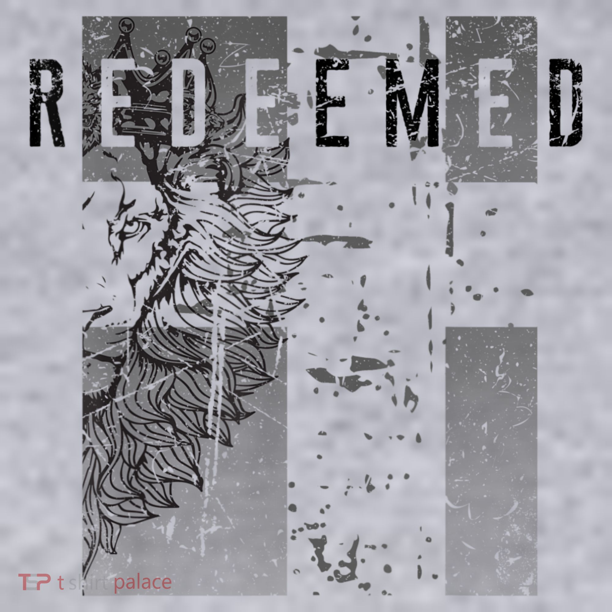 Redeemed Faded Distressed Grunge Lion With Cross Christian Women's Sweatshirt