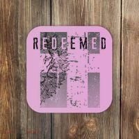 Redeemed Faded Distressed Grunge Lion With Cross Christian Coaster thumb 0