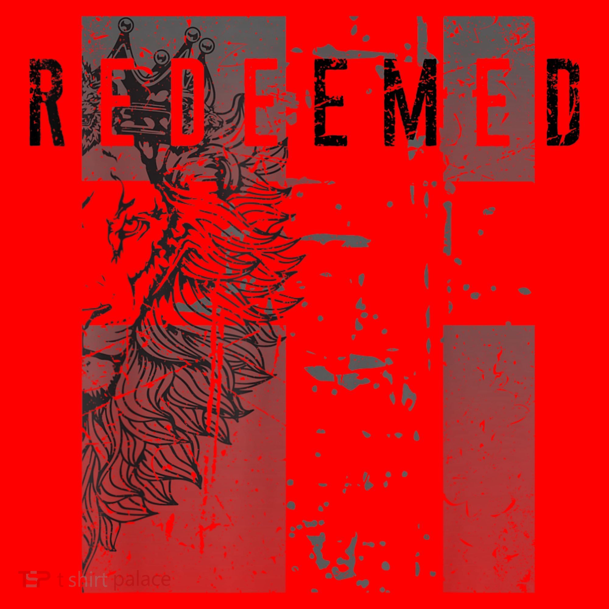 Redeemed Faded Distressed Grunge Lion With Cross Christian Santa Hat