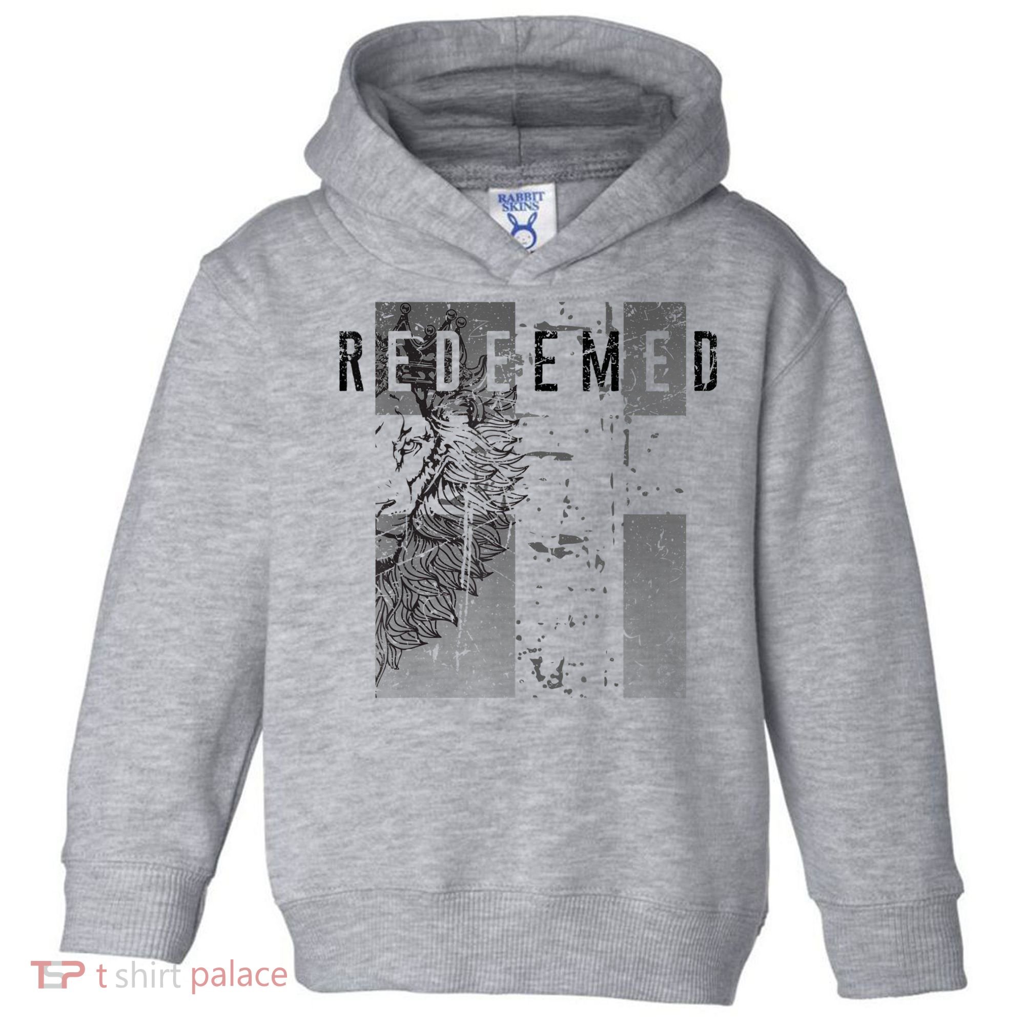 Redeemed Faded Distressed Grunge Lion With Cross Christian Toddler Hoodie