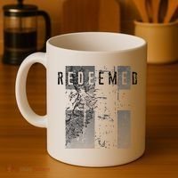Redeemed Faded Distressed Grunge Lion With Cross Christian Coffee Mug thumb 4