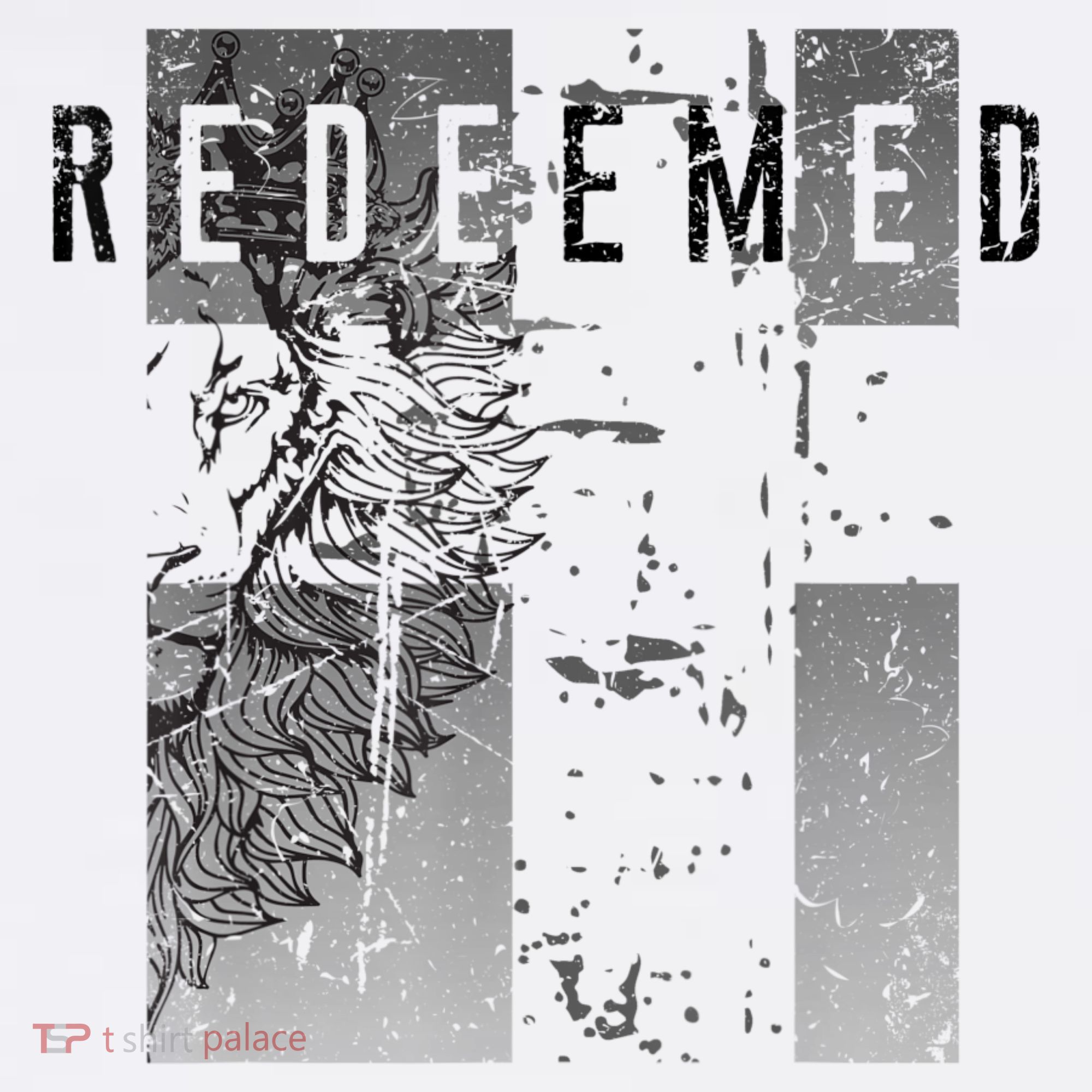 Redeemed Faded Distressed Grunge Lion With Cross Christian Mousepad